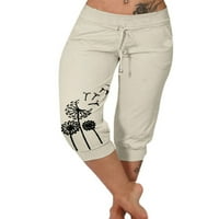 Capreze Capri pantalone za žene Hlače dužine koljena Mid Rise Pant elastični struk začuvače Joggers