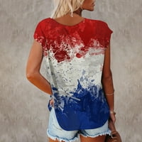 Ljetne majice kratkih rukava za žene V izrez, 4. srpnja SAD Američka zastava Patriotska majica Bluza