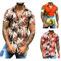 Odeerbi muške havajske košulje Grafičke majice Labavi rever Ispis Narančasta majica kratkih rukava