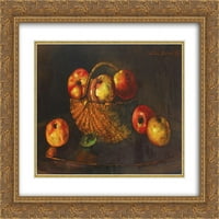 Octav Bancila Matted Gold Ornate uokvirene umjetničke teške košare sa jabukama '