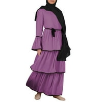 IOPQO Fall Haljine za žene Žene povremene haljine Arap s haljinom kaiševa Kaftan muslimanska haljina za torte Abaya ženska ženska haljina dugih rukava za žene ljubičaste XL