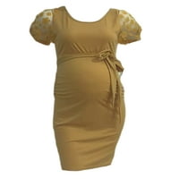 Ženske materinske haljine Crew Crt Summer Beach Sundress Bodycon Midi haljina Ležerne tuširanje Yellow S