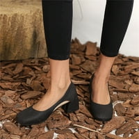 Semimay Dame Fashion Solid Boja kožna šuplja kvadratna glava Ležerne prilike debele cipele s visokom petom, crna