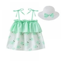 TODDLER Baby Girl Ljetne haljine bez rukava Ležerne cvjetne haljine Swing Sunderss suknja sa šeširom 9- mjeseci