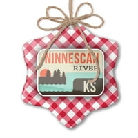 Božićni ukras SAD Rivers Ninenescah River - Kansas Red Plaid Neonblond