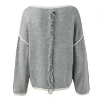Pad džemperi za žene grafički džemper sa vratom sa velikim stražnjim ručicama gornji dio sive boje