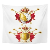 Kraljevski zlatni kruni Nakit Fanfares Scepter Orb Arms Crvena zidna umjetnost Viseća tapiserija Kućni
