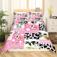 Slatka krava prekrivač kiša ružičasta plaža za posteljinu od krave, kawaii Komfort Cover Cover Setchowhouse