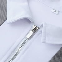 Košulje za muškarce Casual Patchwork patentni zatvarač Okrećite ovratnik od punog kratkih rukava majica bijeli l