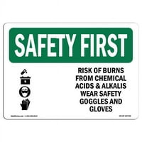 Prijavi se OS-SF-A-1824-l- in. OSHA Sigurnost Prvi znak - Rizik od opeklina iz hemikalije sa simbolom