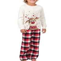 Hlookwis Muška djeca Sleep Ruby Elastična struka Loungewear Noćna odjeća Dugi rukav Božićni podudaranje