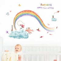 Artbo Rainbow Zidne naljepnice - Estetski dekor rasadnika - šarene djevojke Dekor sobe, dječaci, djeca i baby love ove pastelne naljepnice - kawaii dekor igraonice