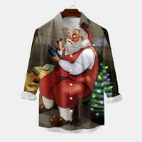 Muške sportske košulje Božićni tiskani O-izrez Dugi rukav Ležeran jesen zimska modna bluza odjeću kućna