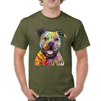 TEE Hunt Pazite na Pit Bull majicu Dean Russo Art Charoply Cutee Muška majica, Vojna zelena, Medium