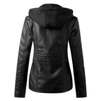 DRPGunly lagani jakne za žene vrhovi zip jakne ovratnik kožnog kože naglim odijelo na motociklističke jakne Y2K kožna jakna crna m