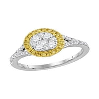 18kt bijelo zlato Žene okrugli žuti dijamantski prsten CTTW
