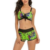 Finelylove dva kupaći kostim za žene podstavljeni sportski grudnjak u stilu Bikini Green L