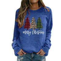Outfmvch duksevi duhovi duksevi za božićni okrugli izrez Fit pulover vrhove majice s dugim rukavima Bluza Grafičke dukseve plave 2xl