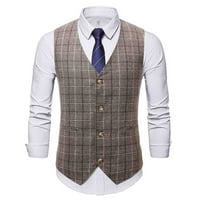 Yanhoo muške poslovne odijele prsluk Slim Fit V-izrez Pocket Stvari za motore UP UP vjenčani jaknu bez