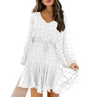 Plus size Ljetne haljine stilski ženski ljetni kratki rukav linijski labavi maxi haljina casual duga haljina bijela l