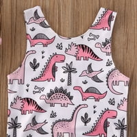 SUNISERY TODDLER Baby Girls Crtani Dinosaur Print kupaći kostimi Ruffle bez rukava odjeća bijela 3-