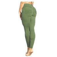 Prodaja Ženske joge hlače visoke struk tema za temmu Work hlače HAP dizanje tajica Stretch atletski mršavljenje trčanje joge gamaše za žene sa džepnim zelenim xl