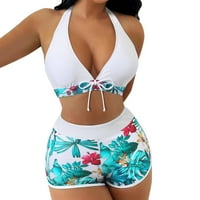 Ženski kupaći kostimi Bikinis tropski otisci kupaći kostim kupaćim kostima Dame Hlače Halter Dvije kupaće kostime Tankinis set