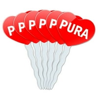 Pura Heart Love Cupcake Picks Toppers - Set od 6