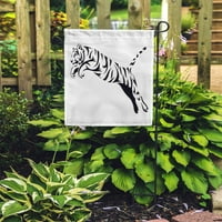 Sažetak Tribal Tiger Jump Tattoo Bengal Black Carnivore Cartoon Garden Zastava Dekorativne zastave Baner kuće