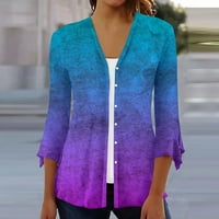 Kardigan džemperi za žene Miarhb labavi otisnuta rukav sruška za bluzu kardigan vrh, svijetlo ljubičaste XL