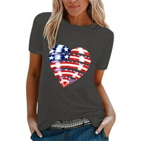 Majice za žene Žene Ležerne prilike zastava Ispiši majicu Kratka rukava Majica Labavi bluza Forks crna