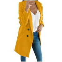 Ženski zimski peacon - modni topli kaput kardigan zimski čvrsti dugi rukav, žuti xxxl