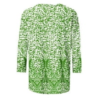 Modna žena okrugla vrat 3 4Sleeve majica Jesenja štampanje bluza vrhova dukserica zelena 8