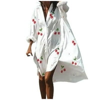 Tking Fashion Womens Ljeto Slatko Ležerne prilike Dugi rukava Dress V-izrez Loose Floral Midi Side Split