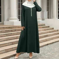 Cleariance ženski ljetni elegantan muslimanske patentne patentne patentne boje haljine dugih rukava