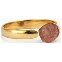Ručno radno prsten Pink Pink Jawberry Kvarcni prsten, podesivi prsten, nakit izjave