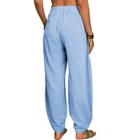 Modne žene Ljetne casual labavo pamučne i posteljine džepom Solid pantalone HOT6S4486317