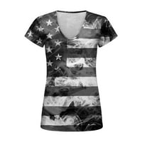 Dan nezavisnosti Ženske vrhove Košulje za ženske V Rezervoar za vrat Američki 4. juli Ispis bluza Kratki rukav košulje za vježbanje Ležerne prilike