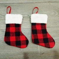 Meuva 1pc Božićne čarape Privjesak poklon torba Božićni materijal crna i crvena mreža Mali božićni čarapi