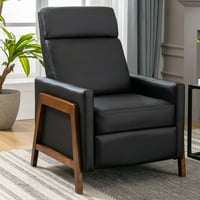 Podesiva PU kožna stolica, modernog kućnog kina sjedala sa gustim sjedalom za sjedalo i naslon, drveni