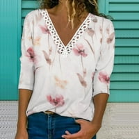 Floleo Trendy ženske vrhove plus size Majice Labavi bluza Clearence Casual V izrez ljetni seksi gradijent
