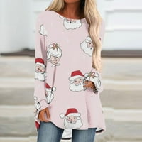 Ženski božićni tunički vrhovi na klirensu modni novost Xmas Tree Reindeer lose Print CrewNeck majice