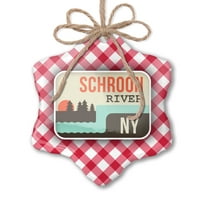 Božićni ukras USA Rivers Schroon River - New York Red Plaid Neonblond