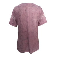 Xiuh Žene Ljetne prugaste košulje Plus veličina O-izrez gradijent boja Ispis Bluuses kratki selevi Redovni