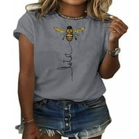 Ženska pčela tiskana casual okrugla grafički grafički tine slatke majice kratkog rukava