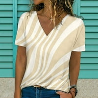 Odeerbi Ljetni casual elegantni vrhovi za žene kratki rukav V-izrez majica s tiskanim labavim bluzom