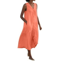 Ociviesr Ženska solidna temperamenta za suspenziju u boji Duga suknja Lagana struka haljina sa skrivanjem