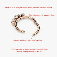 16g septumskih nakita od metara septuma za žene ruže pozlaćeni hirurški čelični septum obruč perle CZ daith piercing nakit