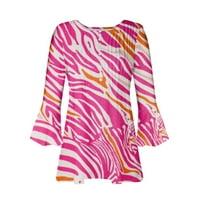 Tking Fashion Womens Ljeto V rukav izrez Tvrdove Flowy Flower Ispisan gumb T majica Hot Pink 2xl