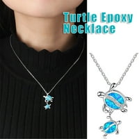 Ogrlica sa privjeskom od kornjača za kornjače plava kamena kornjača Oblik Privjesak ogrlica za djevojčice Ženski poklon nakita